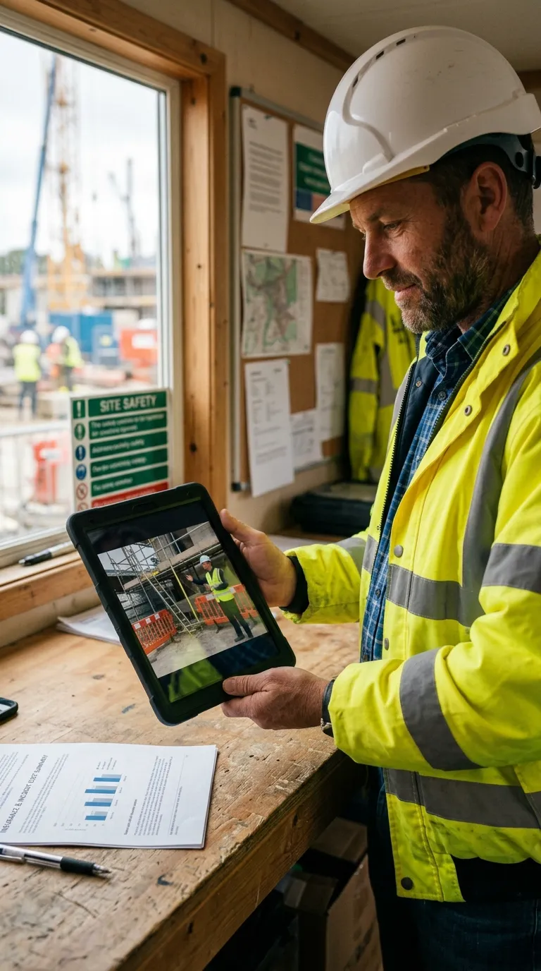 real-cost-of-compliance-training-site-manager-tablet Food production workers wearing hairnets, gloves and white coats packing prepared meals into cardboard boxes